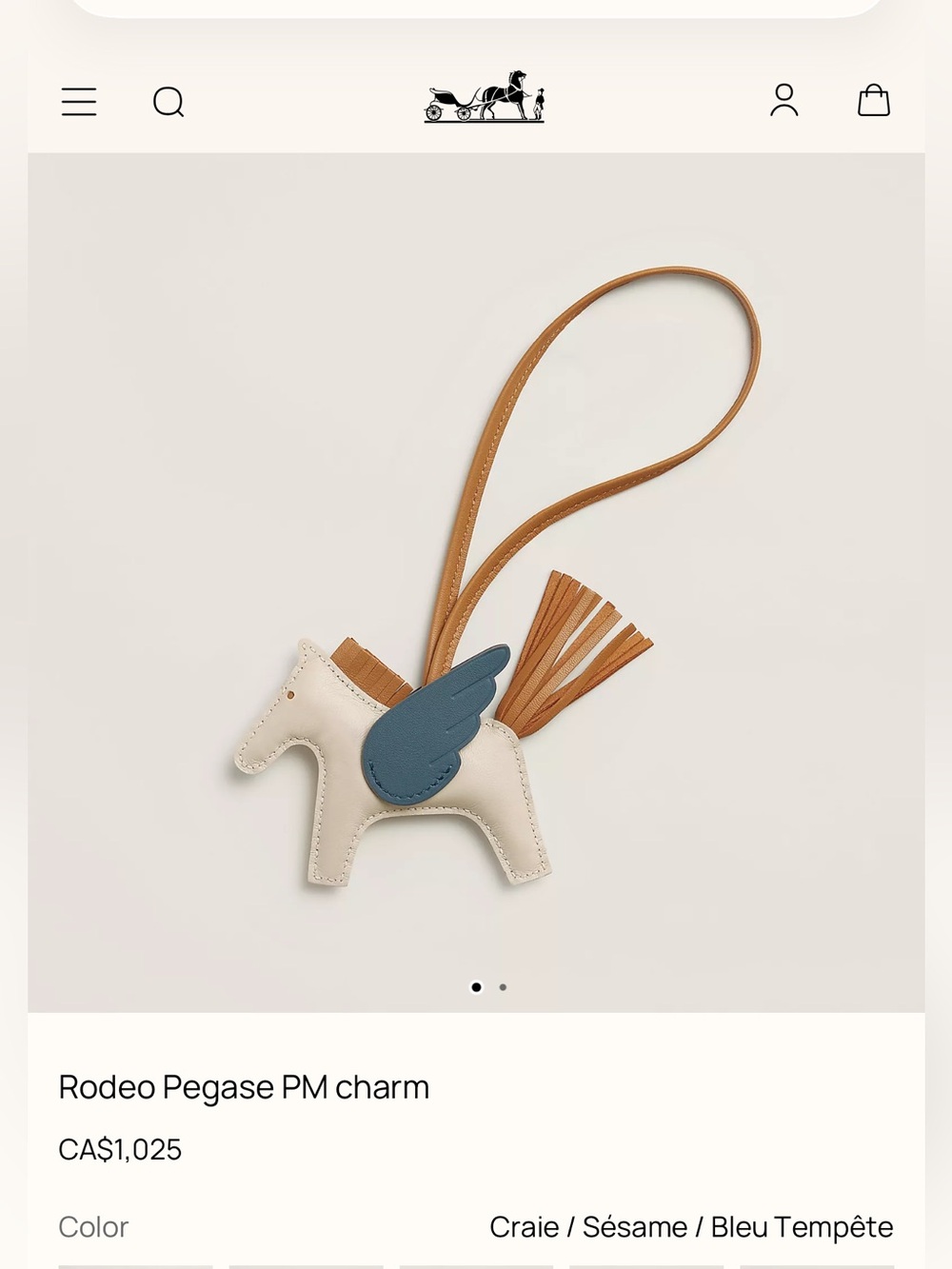 Authentic Hermes Rodeo pegase PM charm